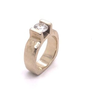 One of a Kind Hammered White Gold Diamond Ring with Recent Appraisal